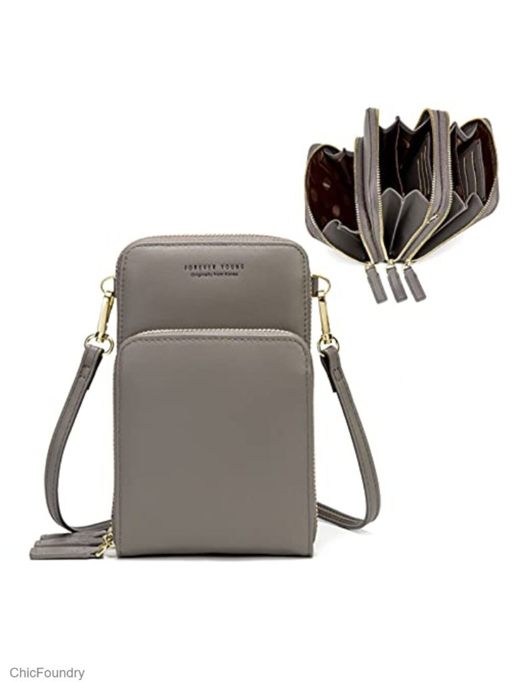 Small Crossbody Phone Purse Synthetic Leather Multi Pocket 6 Card Slots